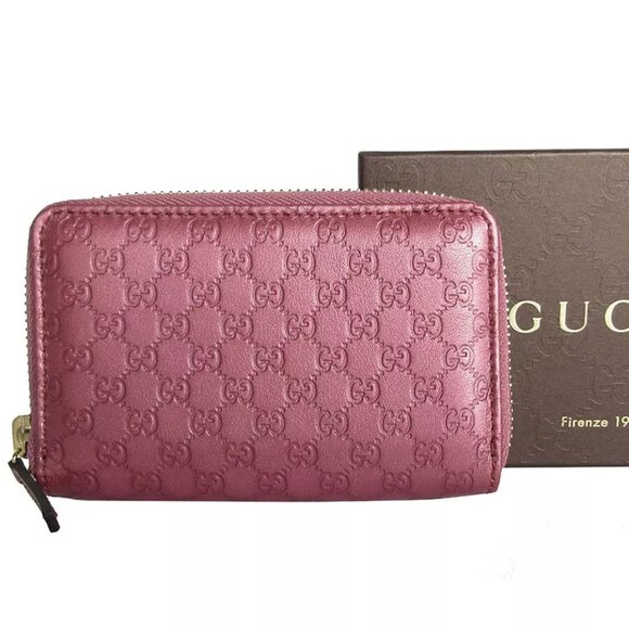 GUCCI Micro GuccissimaCard Case Coin case Metallic pink leather - Picture 1 of 10